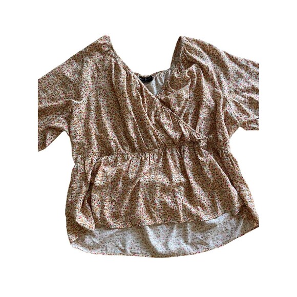 Lane Bryant Tiny Floral V Neck Elastic Waist High Low Boho Cottage Core Blouse26 - Picture 4 of 10